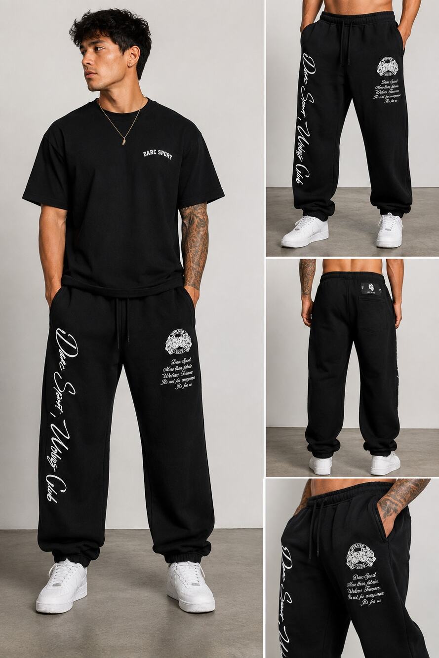 Darc Sport Wolves Club Sweatpants XL Black Fleece Joggers Limited 410/1000